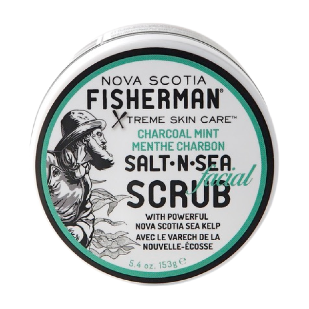 Nova Scotia Fisherman Atlantic Sea Salt Facial Scrub with Aloe and Sea Kelp, Grapefruit & Lavender or Charcoal & Mint, 153g - Charcoal & Mint