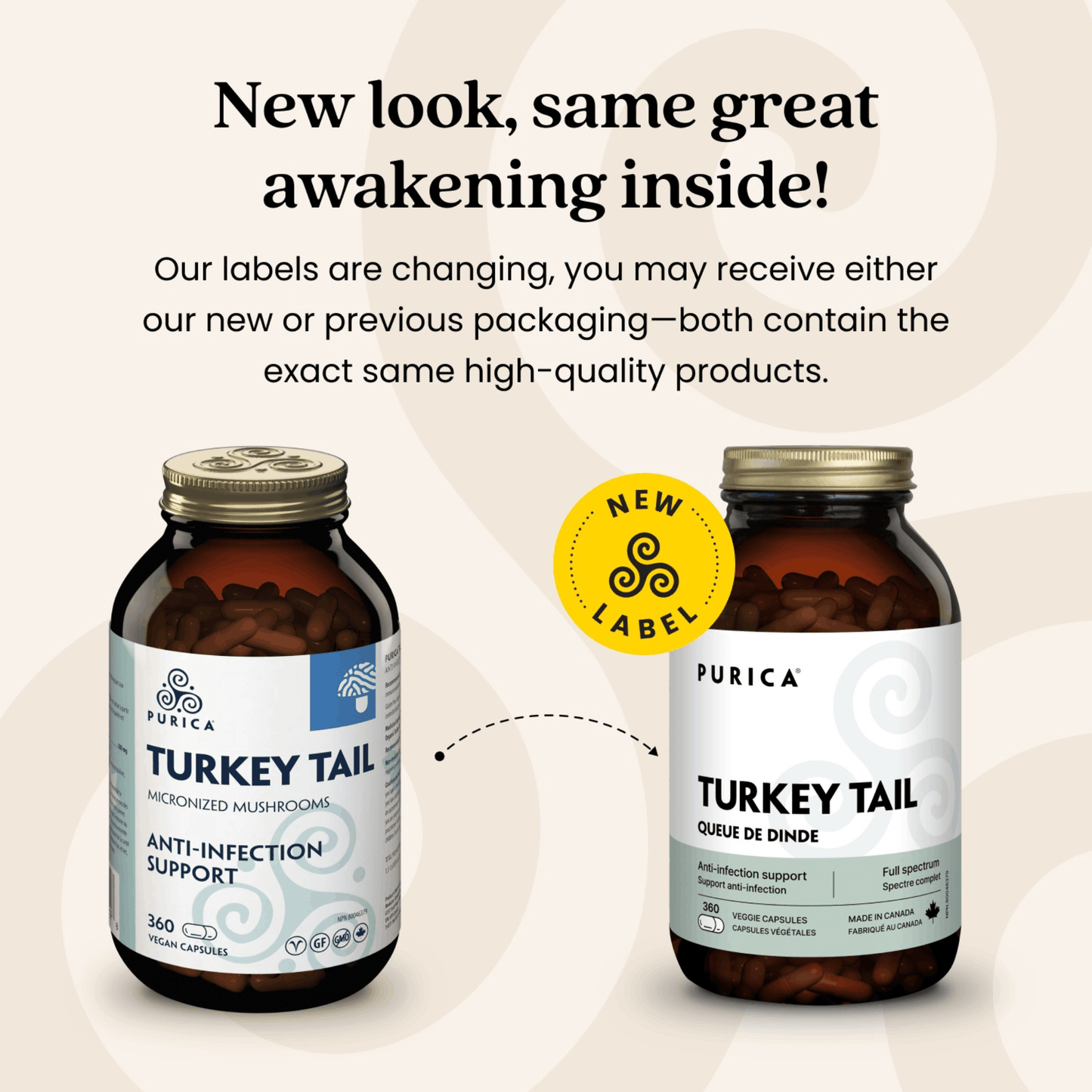 360 Vegetable Capsules | Purica Turkey Tail New Label