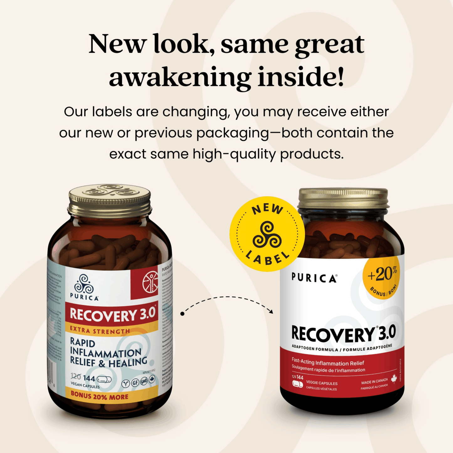 144 Vegetable Capsules (Bonus 20% More) | Purica Recovery 3.0