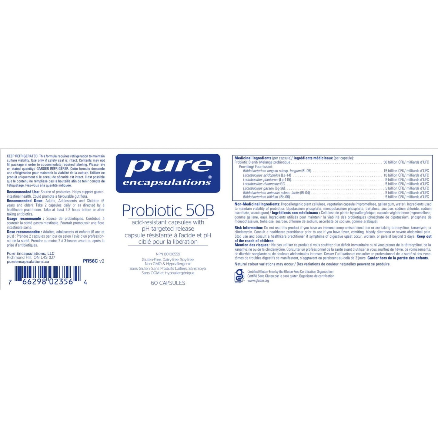Pure Encapsulations Probiotic 50B 60 Capsules