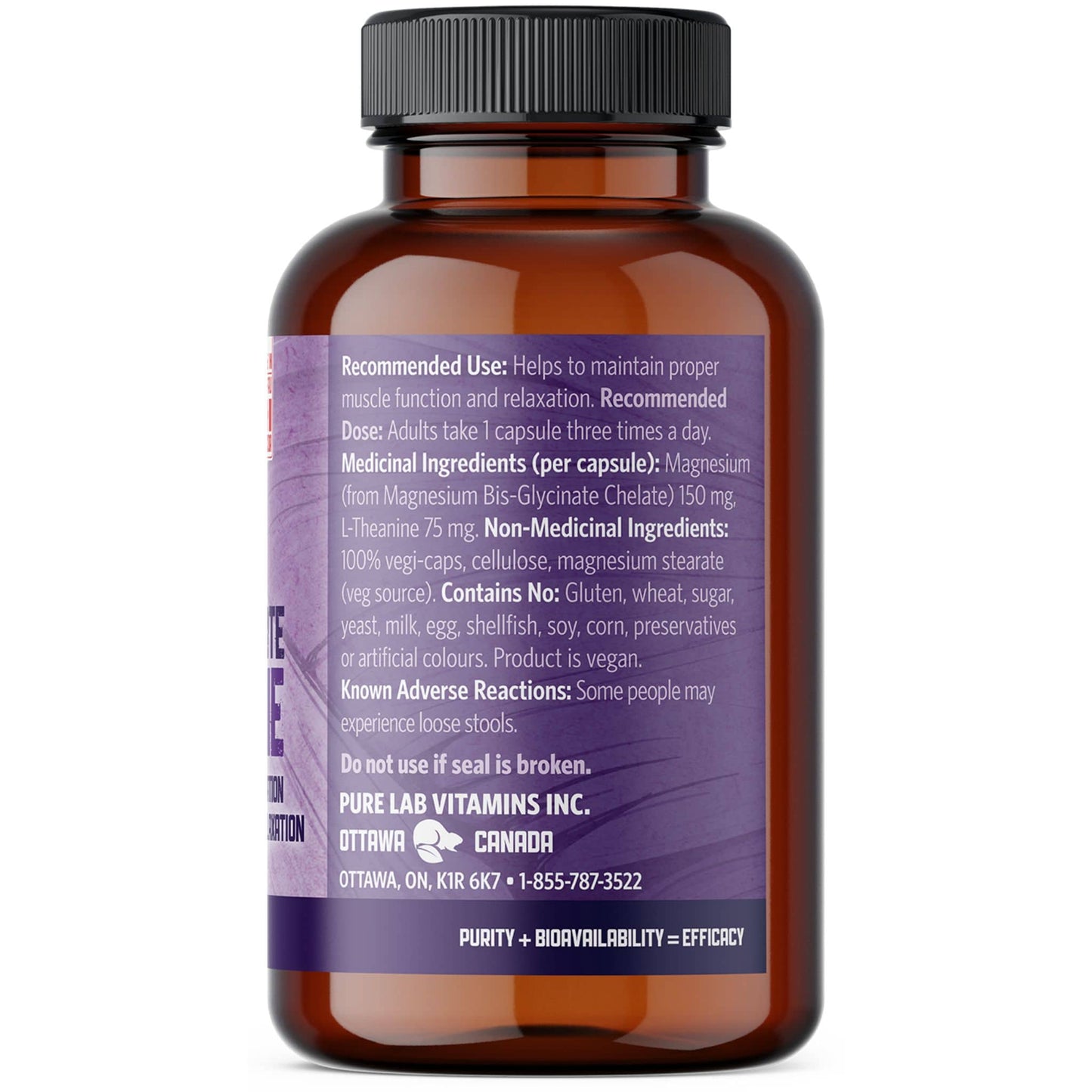 90 Vegetable Capsules | Pure Lab Vitamins Magnesium Glycinate