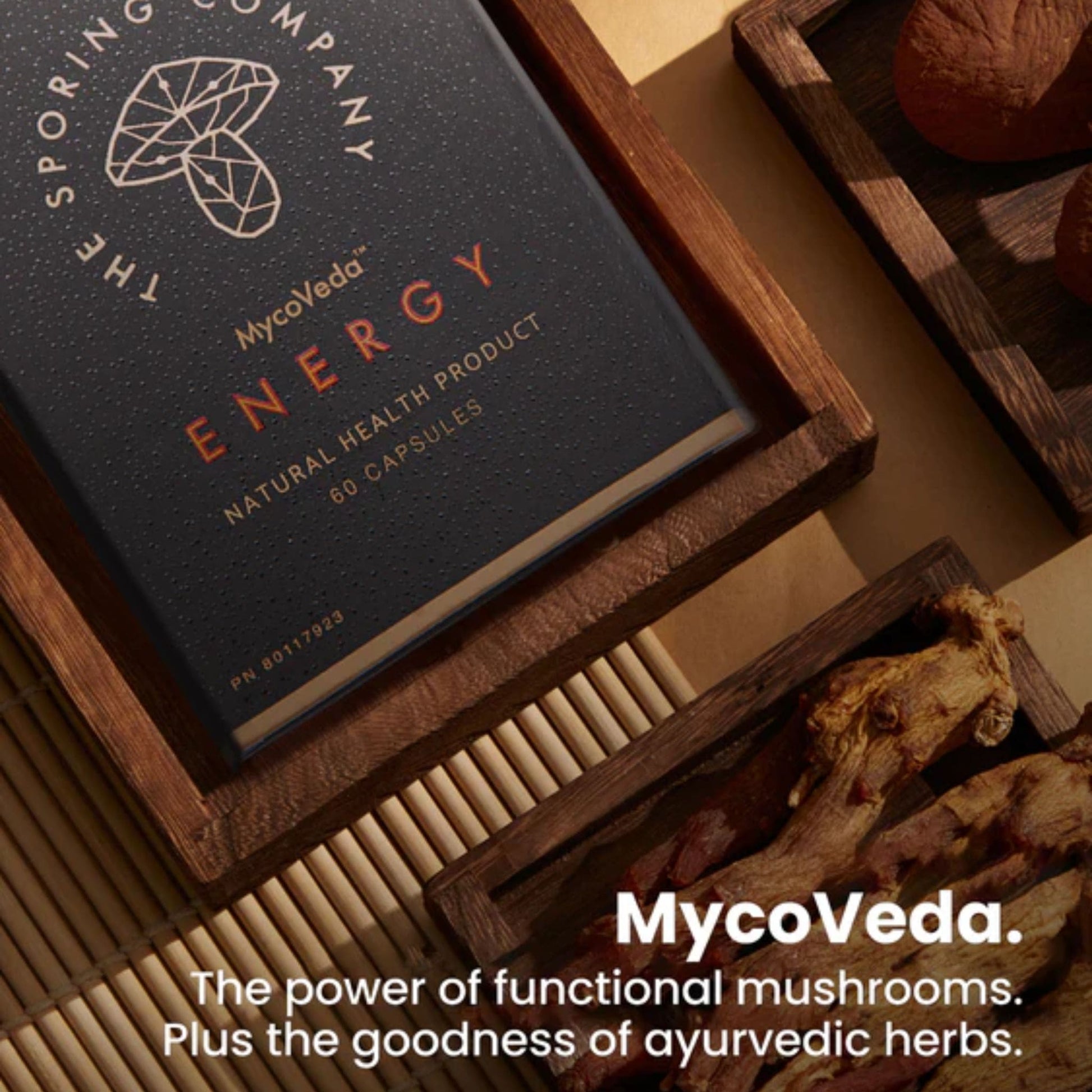 60 Vegetable Capsules | The Sporing Company Mycoveda Energy