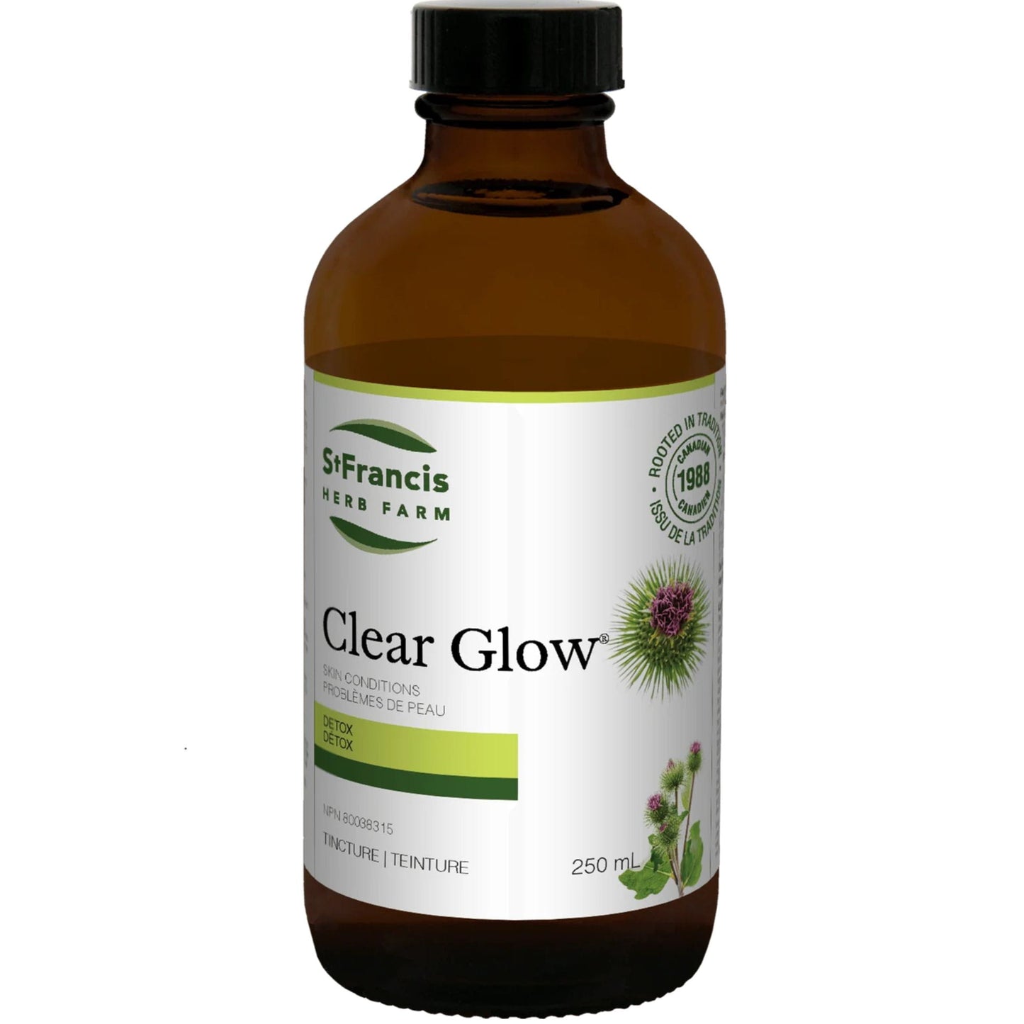 St. Francis Clear Glow, Burdock, Oregon Grape and Yellow Dock for Acne, Eczema and Psoriasis, 50-250ml