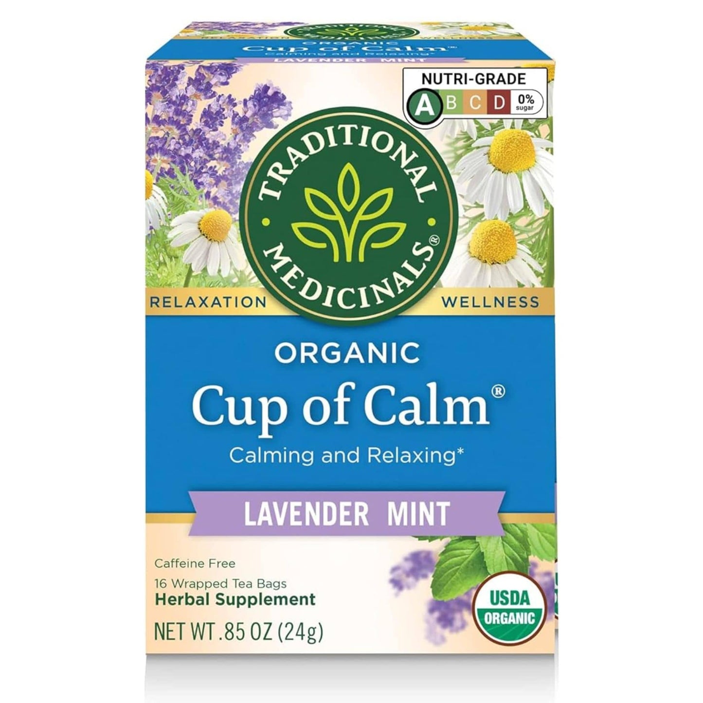 Traditional Medicinals Organic Cup of Calm Tea, 16 Wrapped Tea Bags