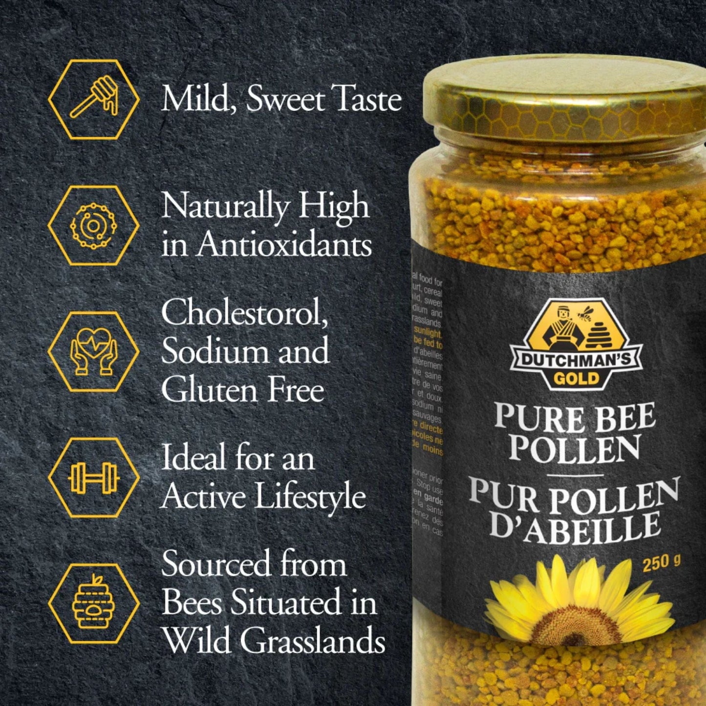 Dutchman's Gold Premium Canadian Bee Pollen Granules, 250g