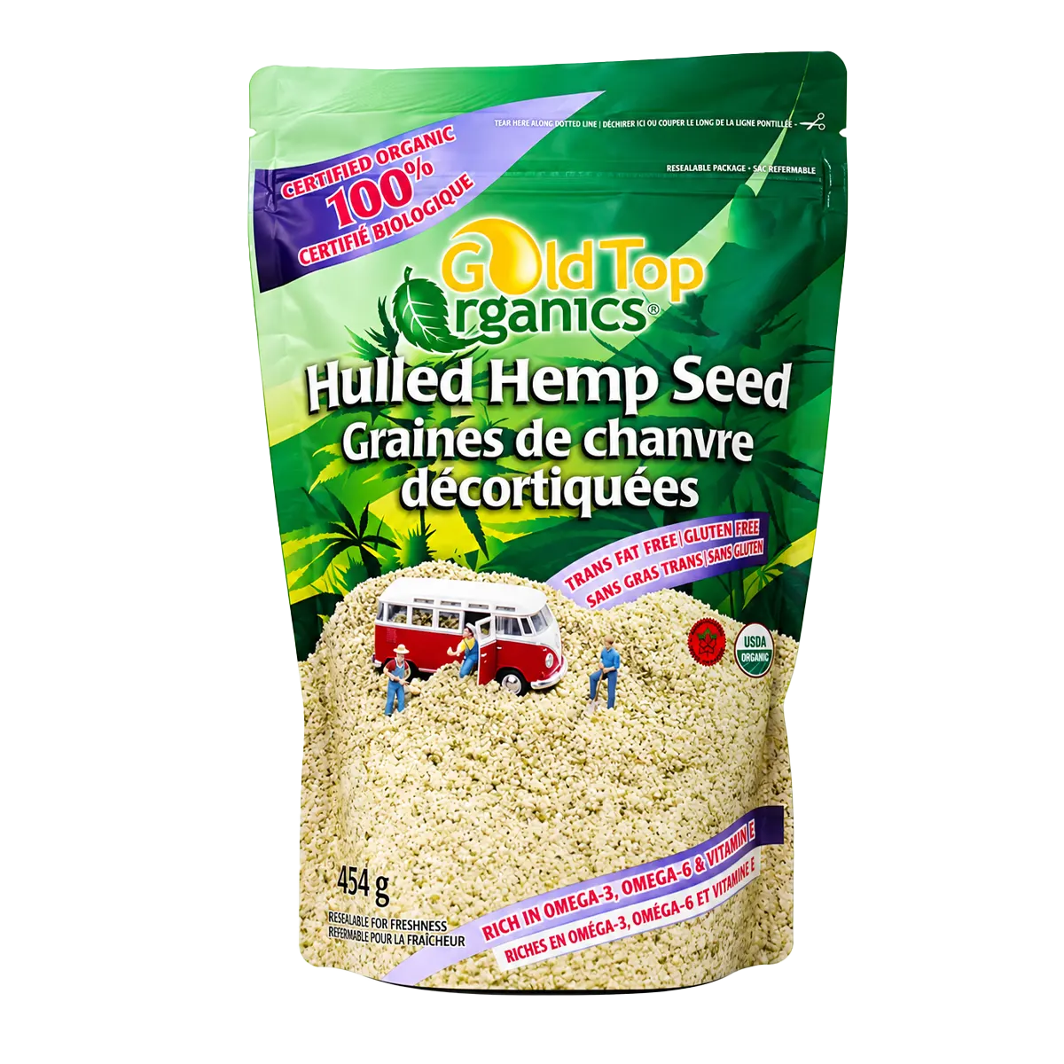 Gold Top Hulled Hemp Seeds, 454g