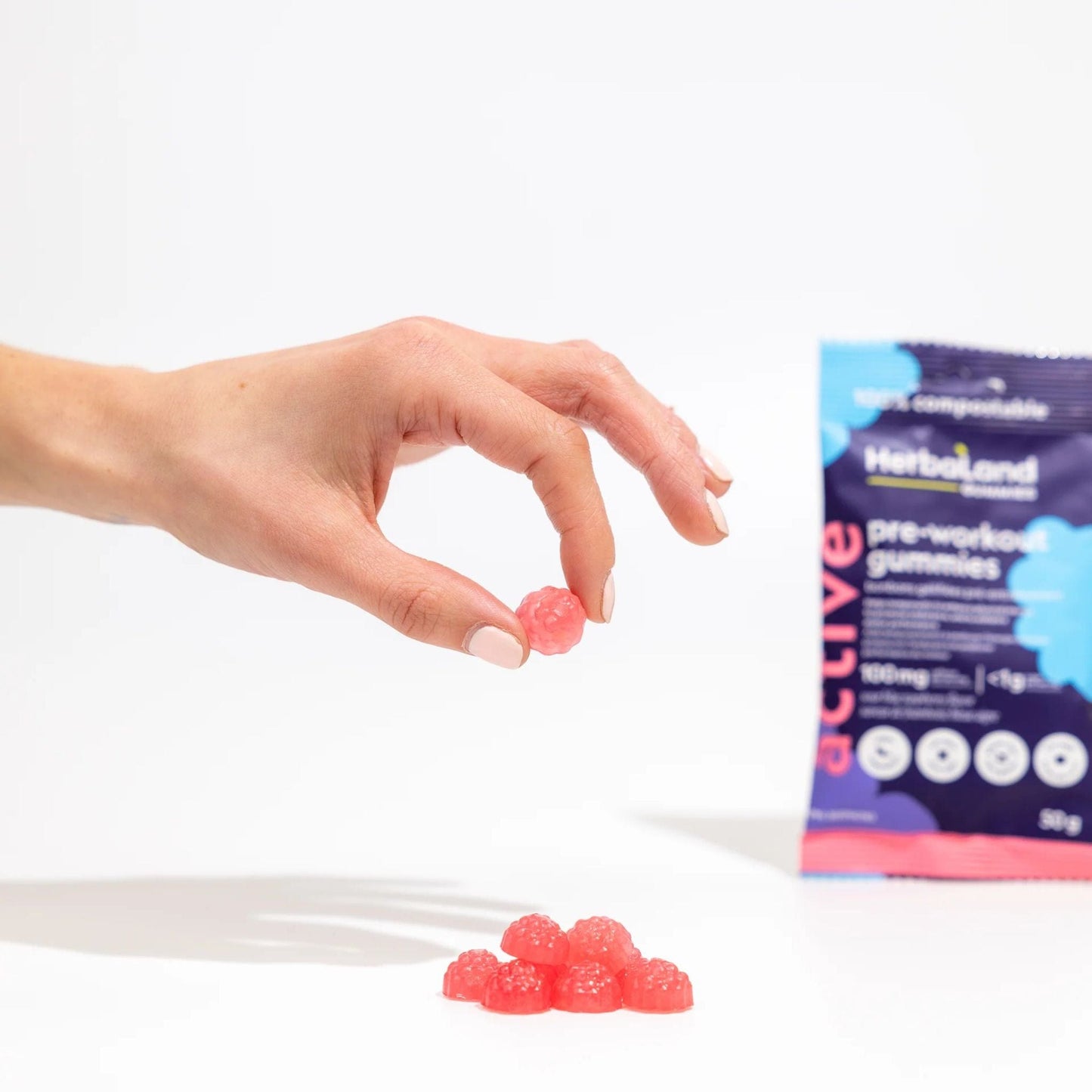 Herbaland Pre-workout Gummies, 100mg of Caffeine