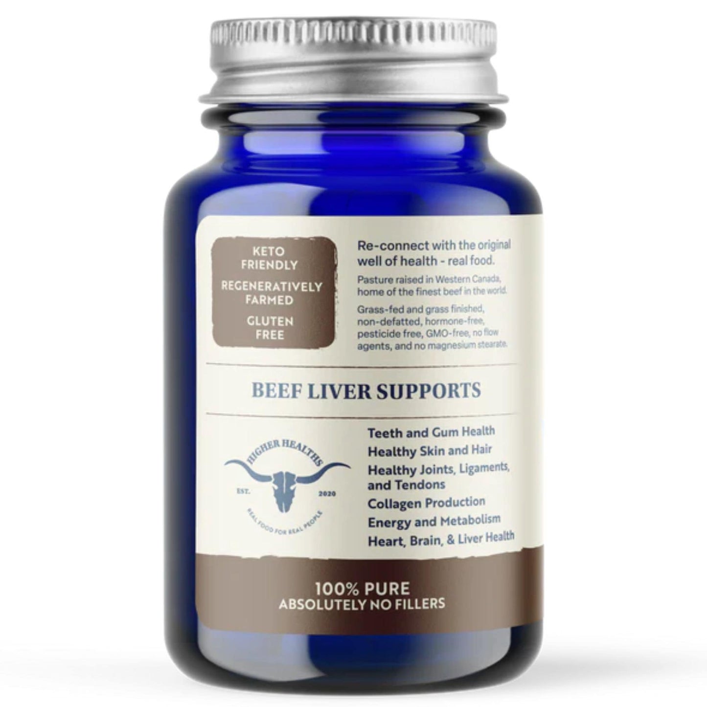 Higher Healths Grass-Fed Beef Liver 500mg, 180 Capsules