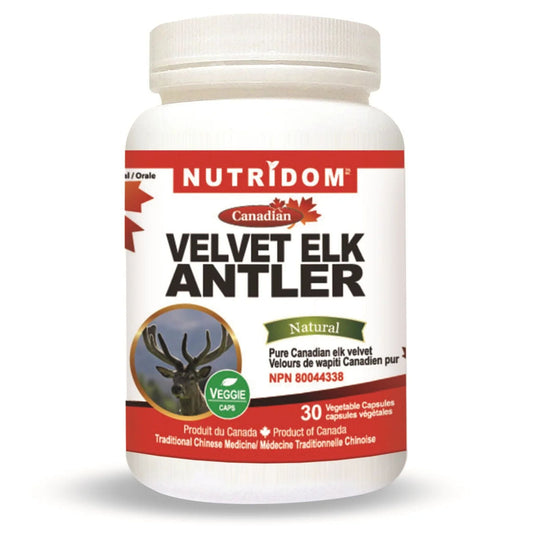 30 Vegetable Capsules | Nutridom Canadian Velvet Elk Antler 