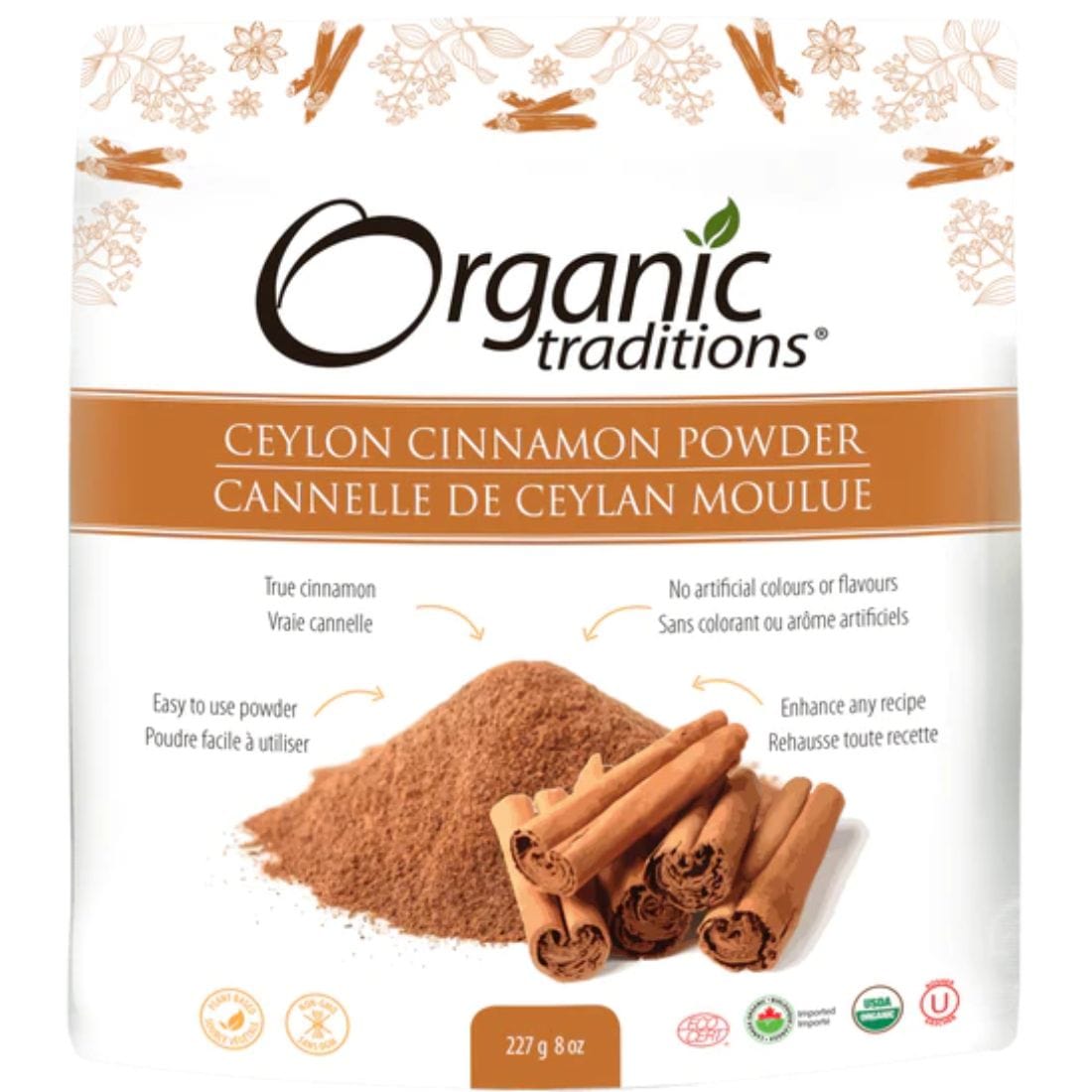 Organic Traditions Ceylon Cinnamon, Sri Lankan True Cinnamon, 227g