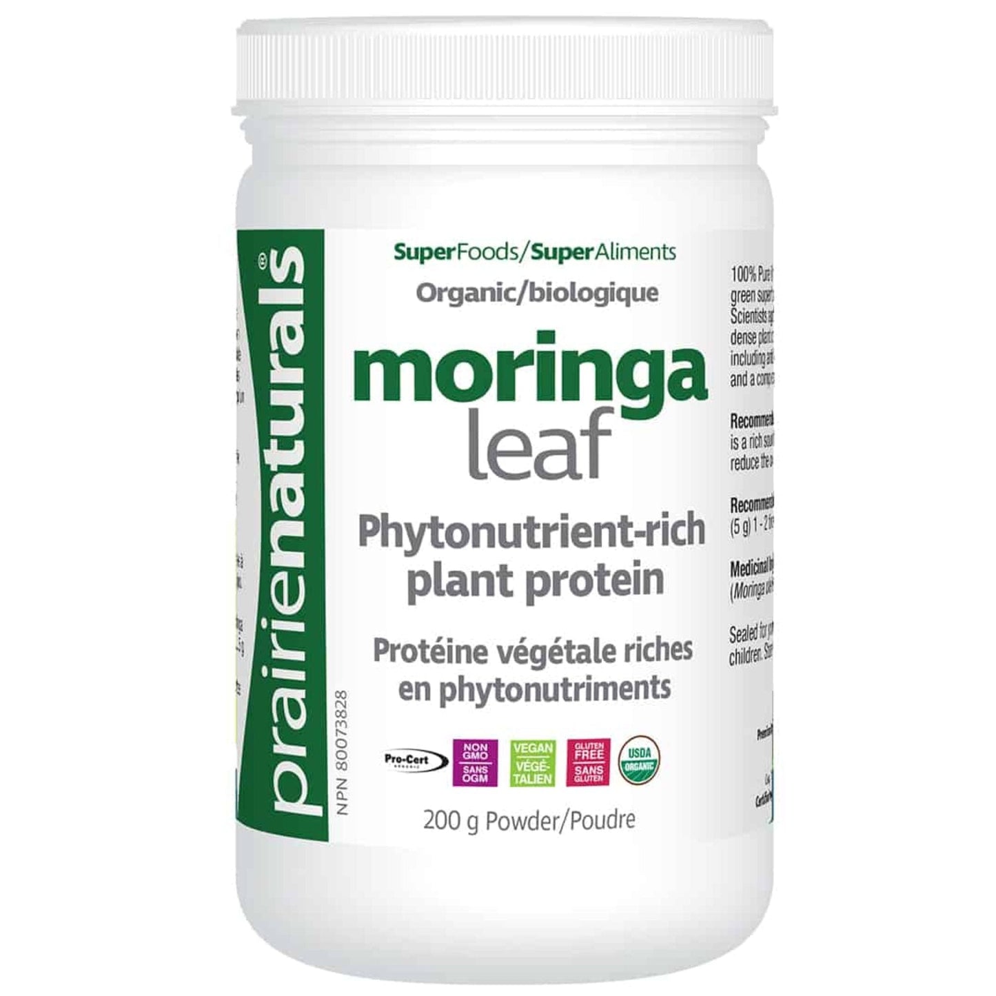 Prairie Naturals Organic Moringa Leaf Power, 200g