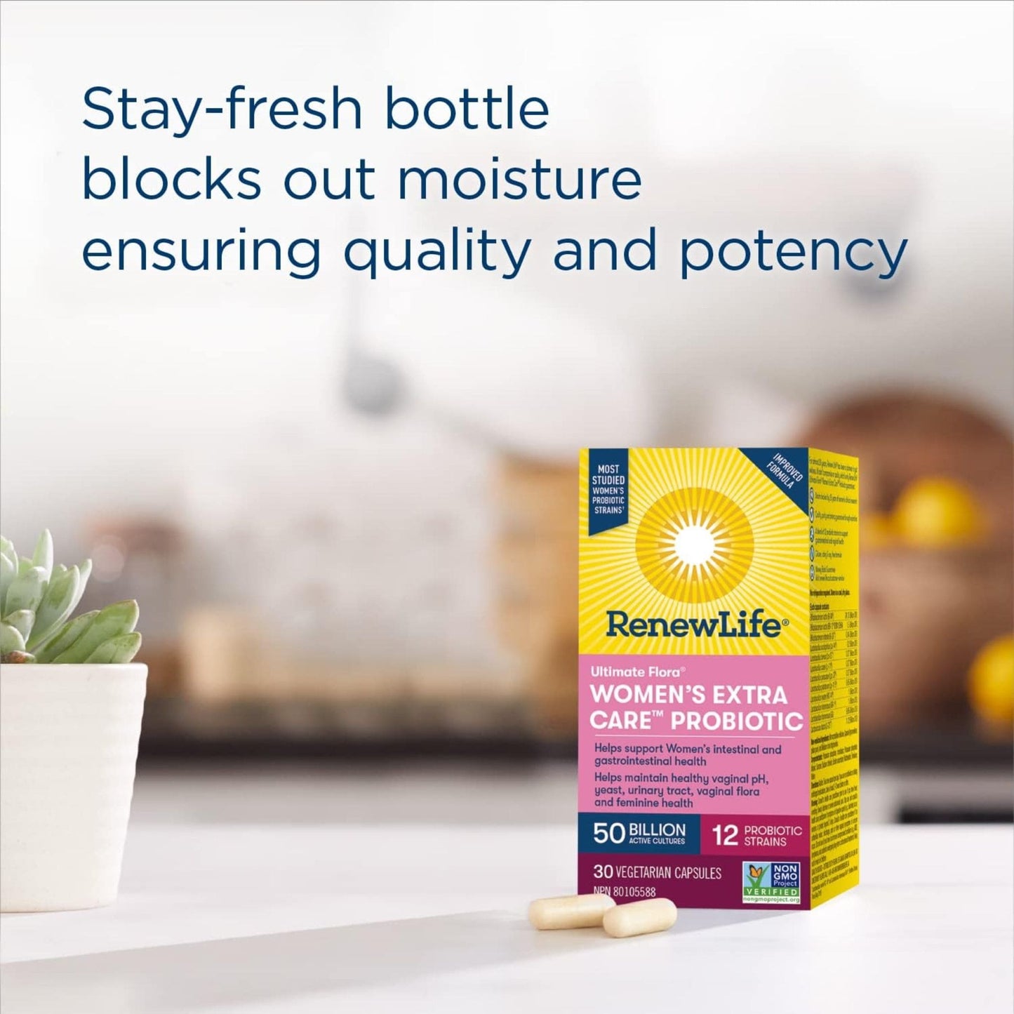 30, 60 and 72 Vegetarian Capsules | RenewLife Ultimate Flora Women's Daily Care Probiotic, 25 Billion Active Cultures, 12 Probiotic Strains // Infographic