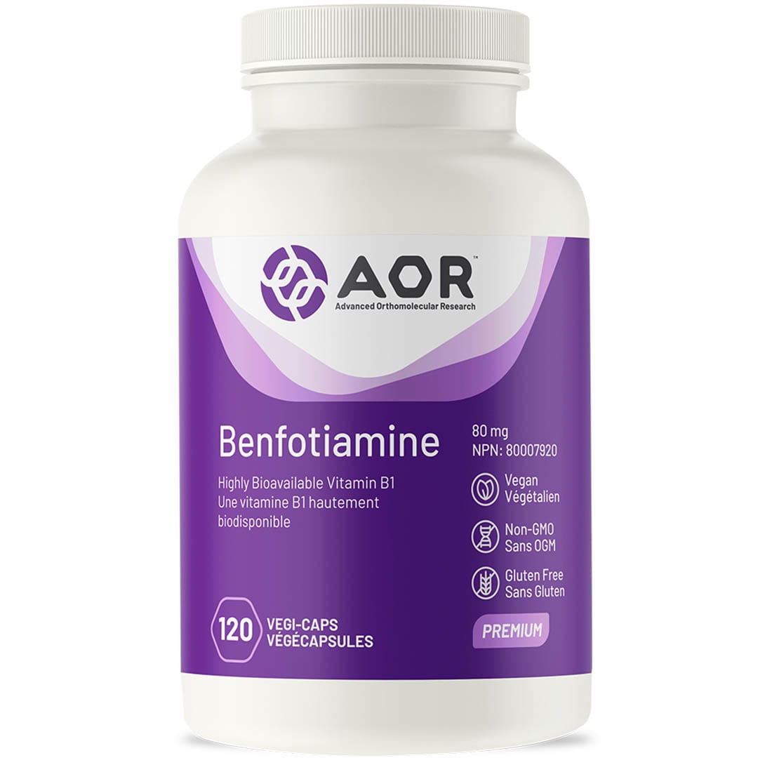 AOR Benfotiamine 80mg, 120 Vegi-Capsules