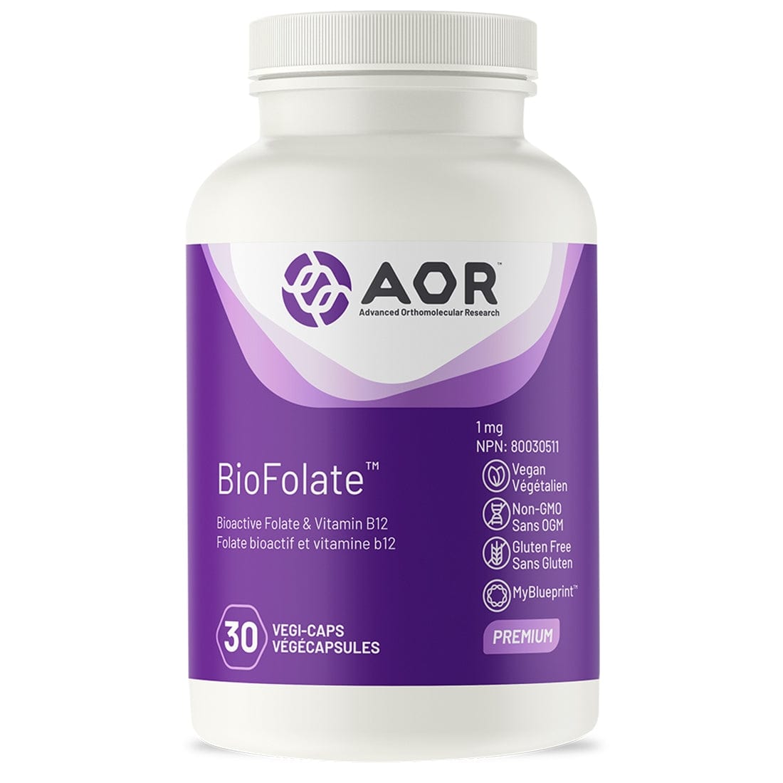 30 Vegetable Capsules | AOR BioFolate