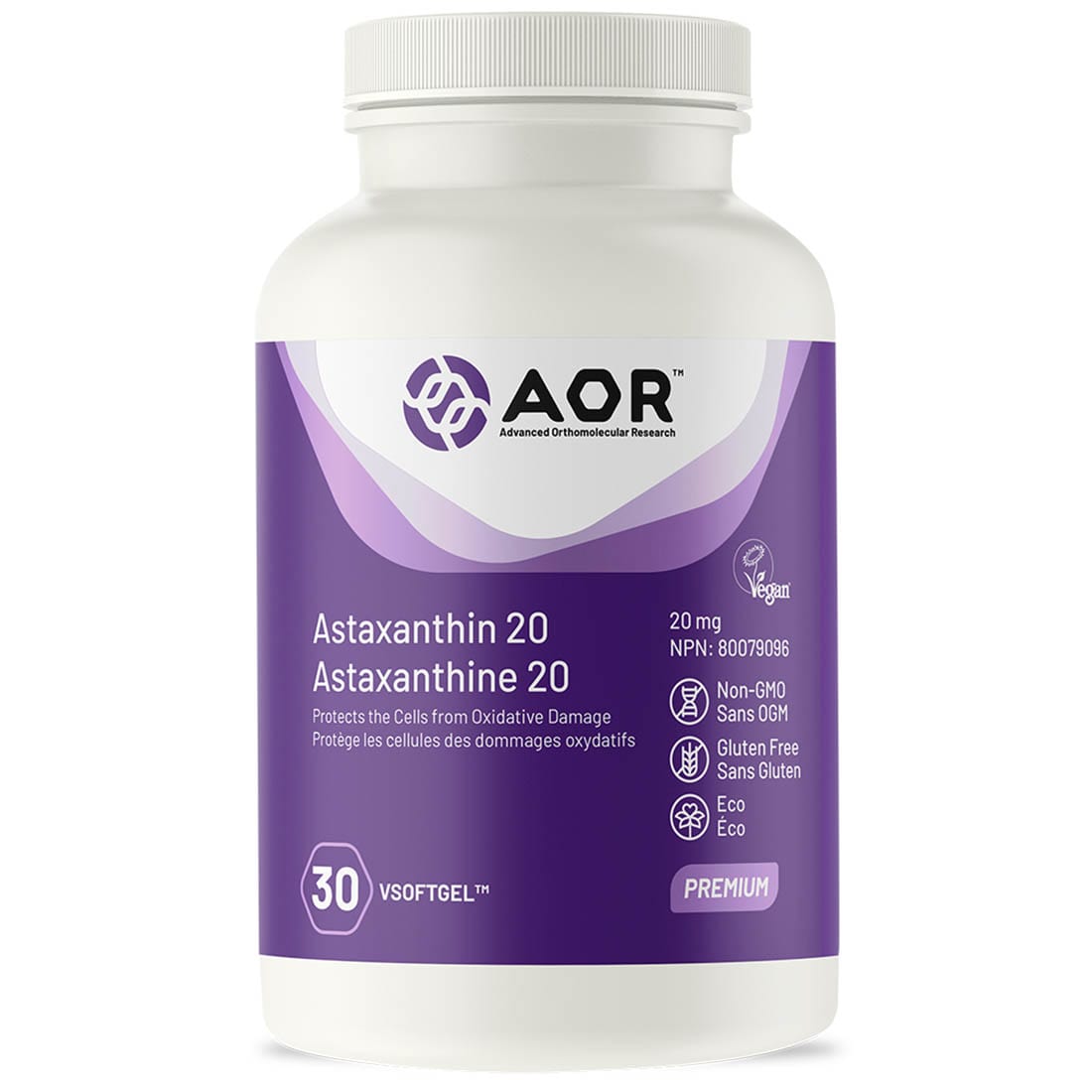 AOR Astaxanthin 20mg, 30 Vegi-Softgel