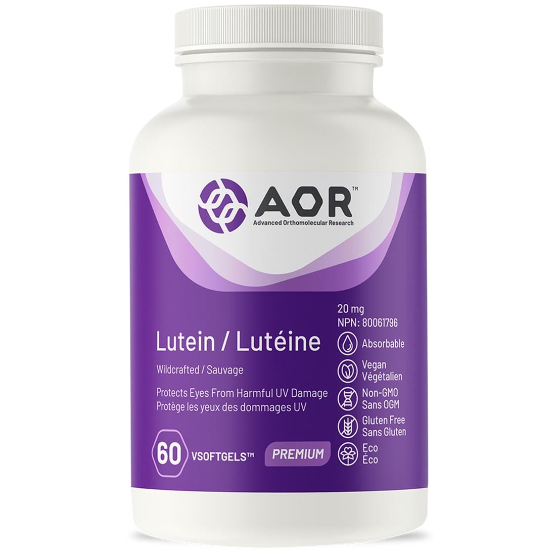 AOR Lutein 20mg, 60 Vegi-Softgels