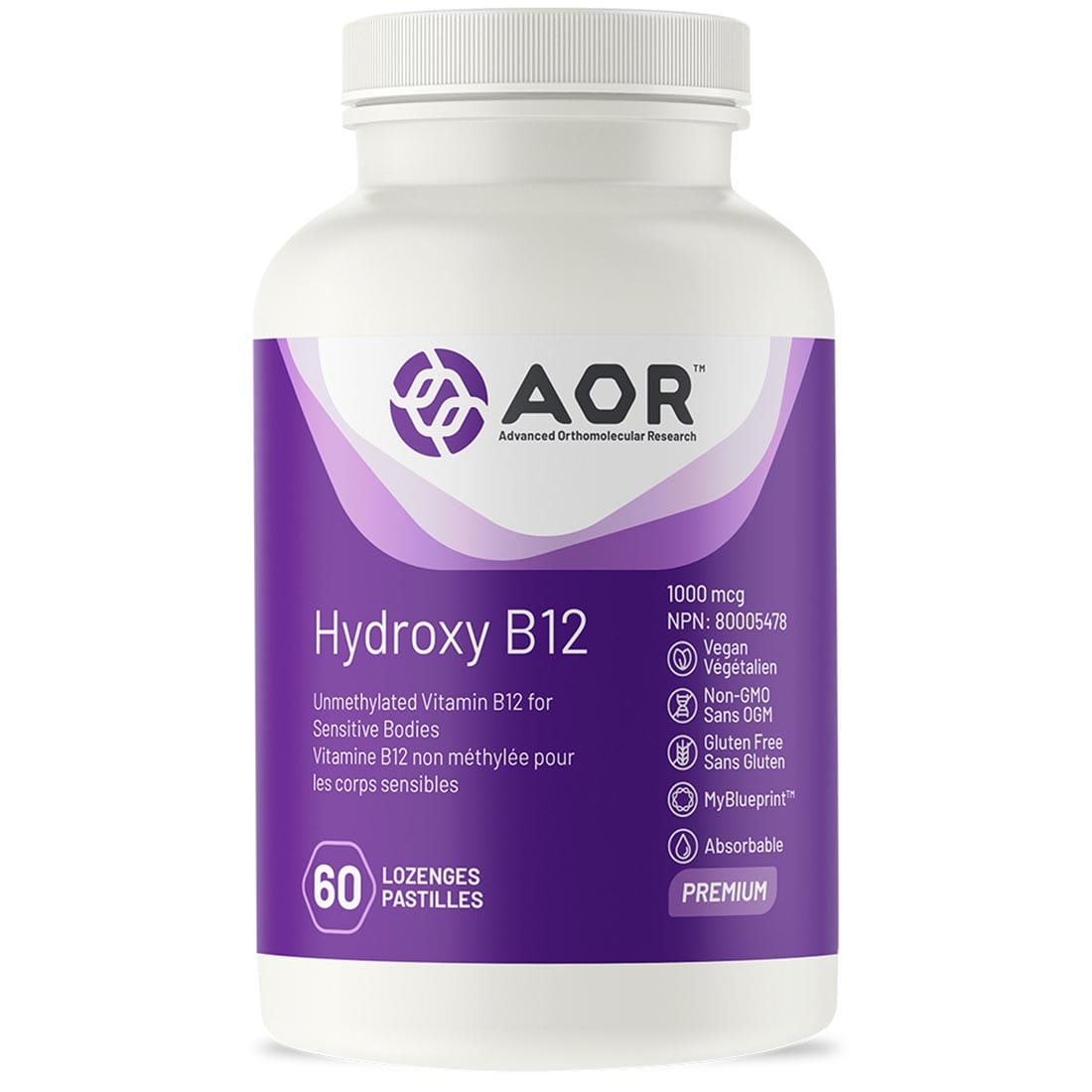 AOR Hydroxy B12 1000mcg, 60 Lozenges