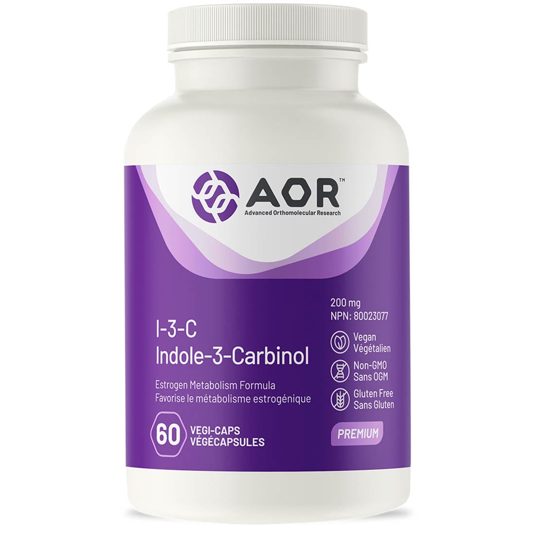 AOR I-3-C Indole-3-carbinol 200mg (I3C), 60 Vegi-Capsules