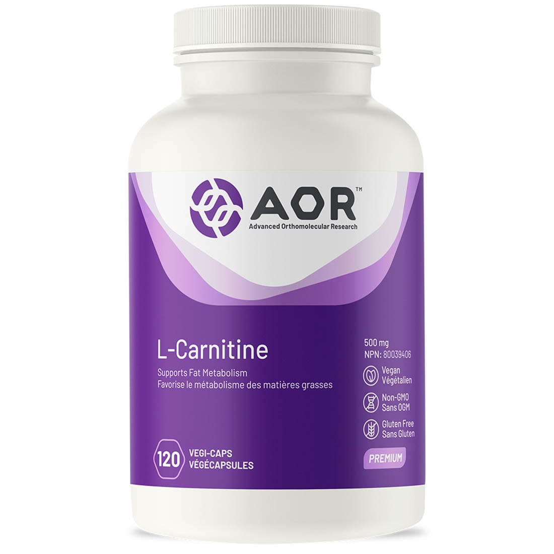 AOR L-Carnitine, 500mg, 120 Vegi-Capsules