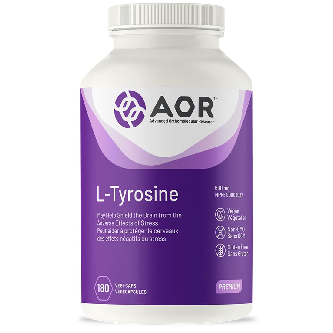 AOR L-Tyrosine, 600mg, 180 Vegi-Capsules
