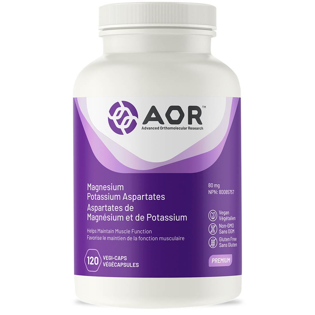 AOR Magnesium Potassium Aspartates, 120-240 Vegetable Capsules