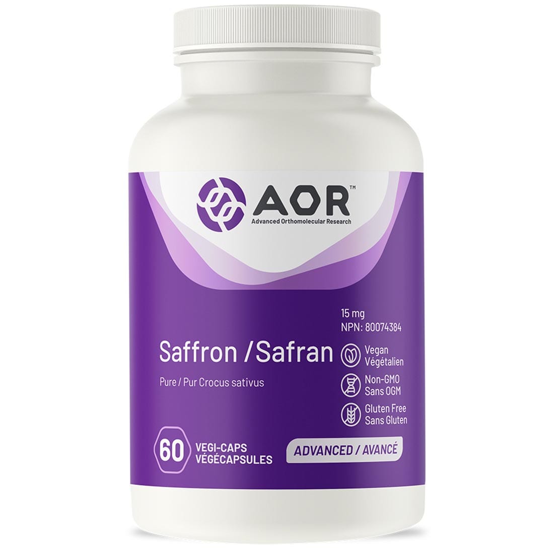 AOR Saffron 15mg, 60 Capsules