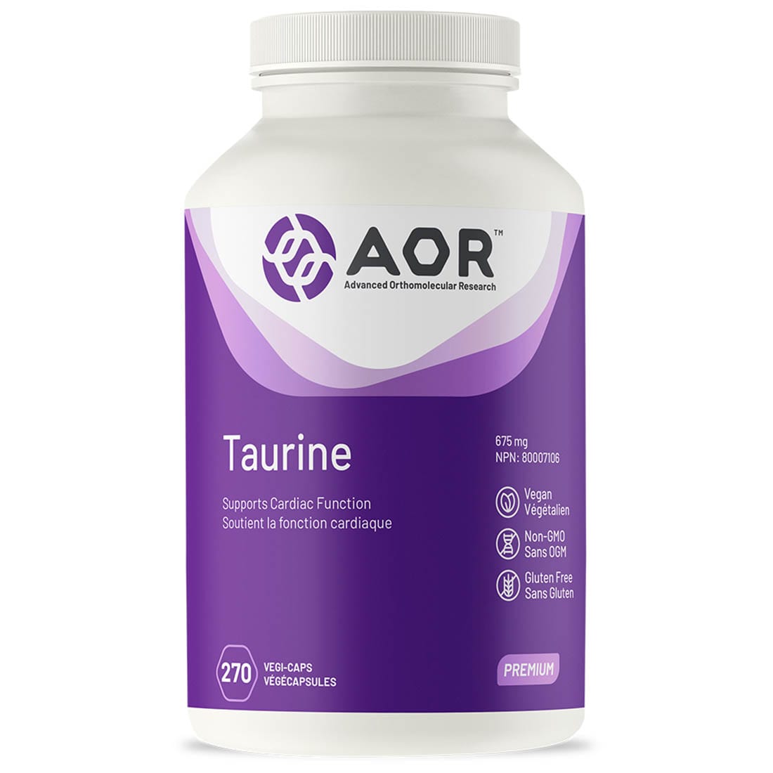 AOR Taurine, 675mg, 270 Vegi-Capsules
