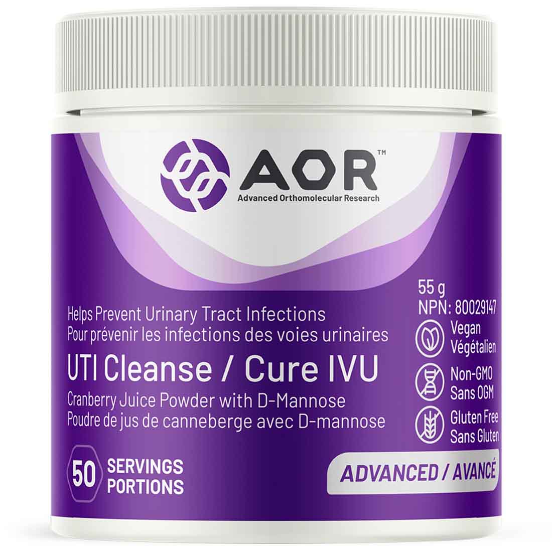 AOR UTI Cleanse Powder with Cranberry, Helps Prevent and Fight Recurrent UTIs, Safe and Effective Relief