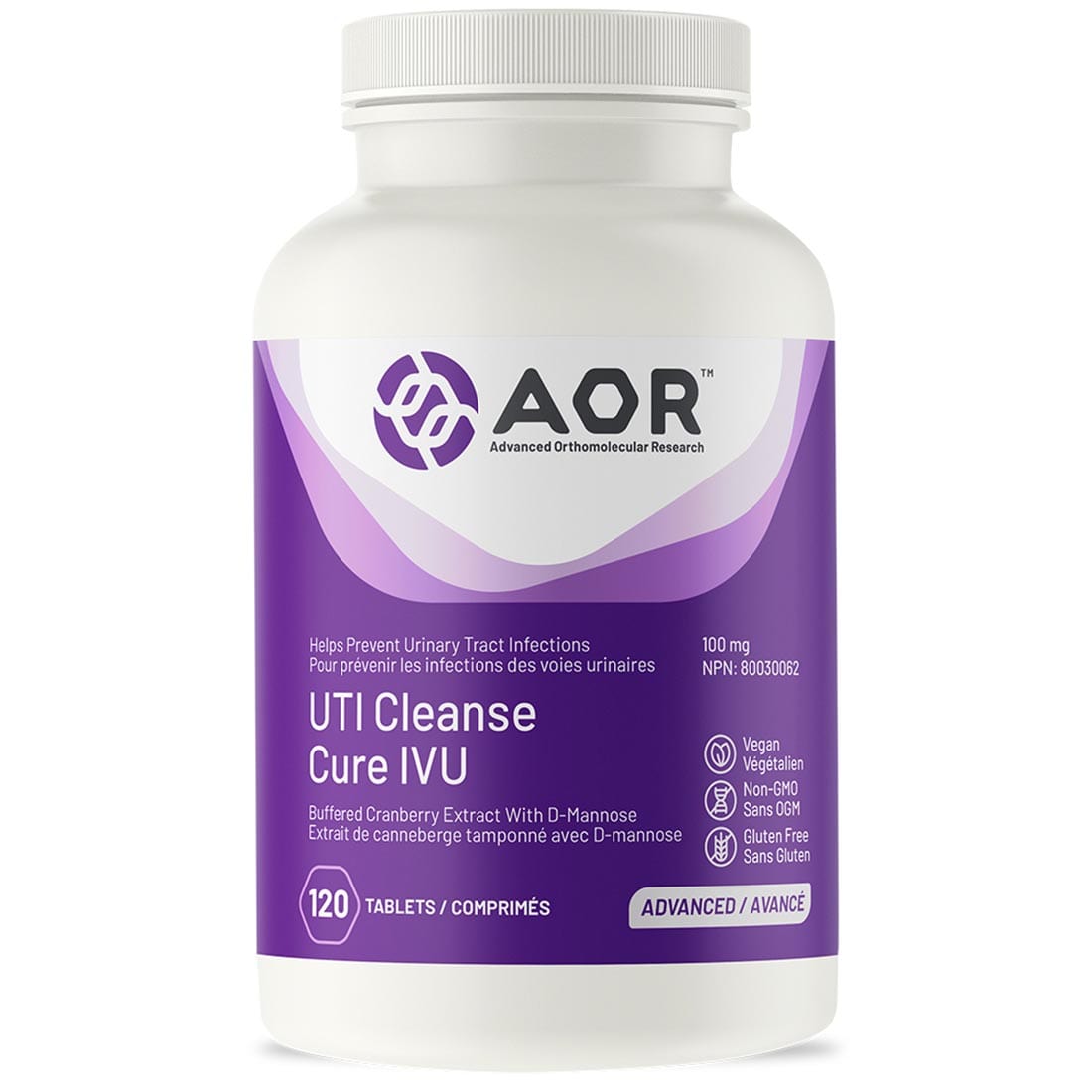 AOR UTI Cleanse Now with Cranberry Tablets, 100mg