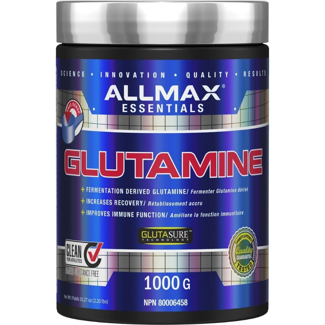 Allmax Glutamine, Pure Fermented Glutamine Powder, Reduces Muscle Soreness, Increases Recovery, Boosts Immune