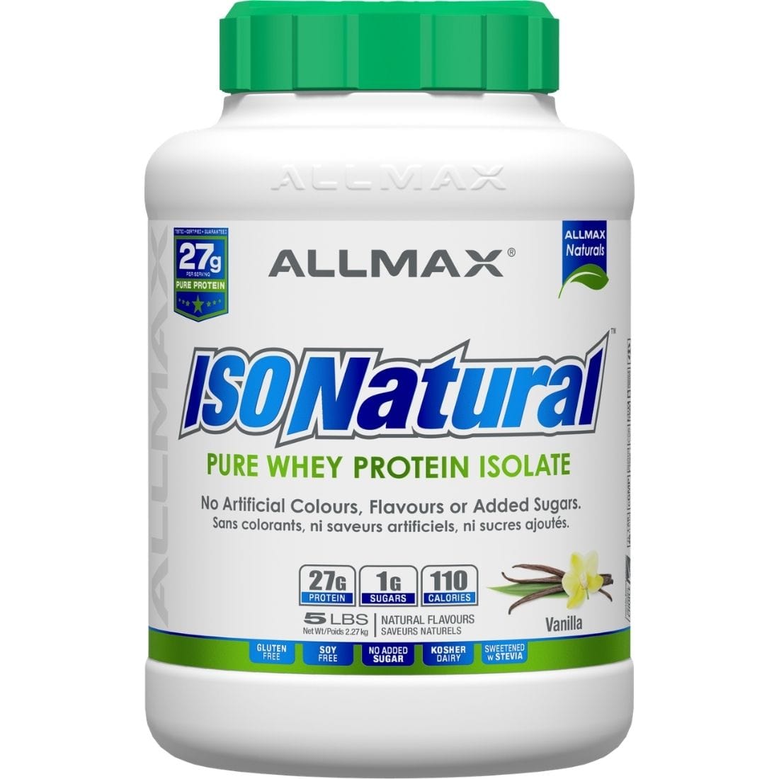 Allmax IsoNatural, 100% Natural Pure Whey Protein Isolate, 99% Lactose Free