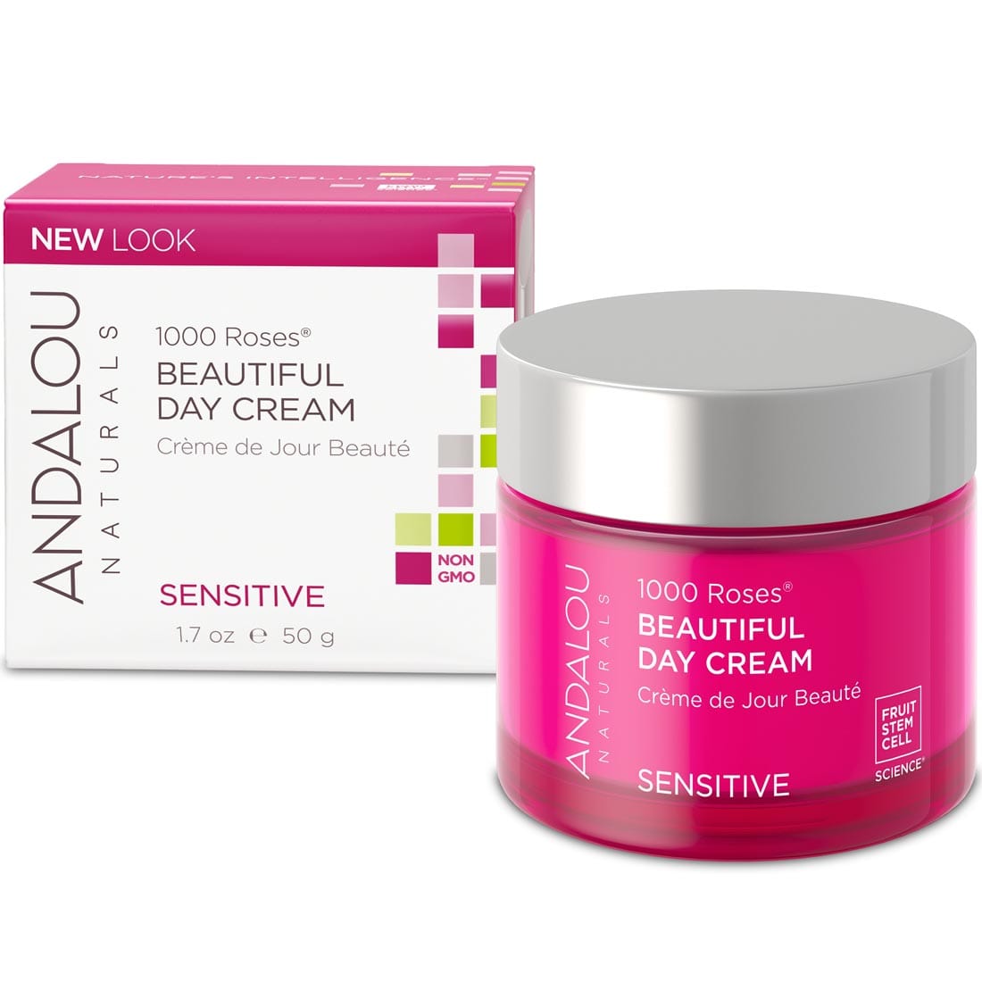 Andalou Naturals 1000 Roses Beautiful Day Cream, Sensitive, 50g