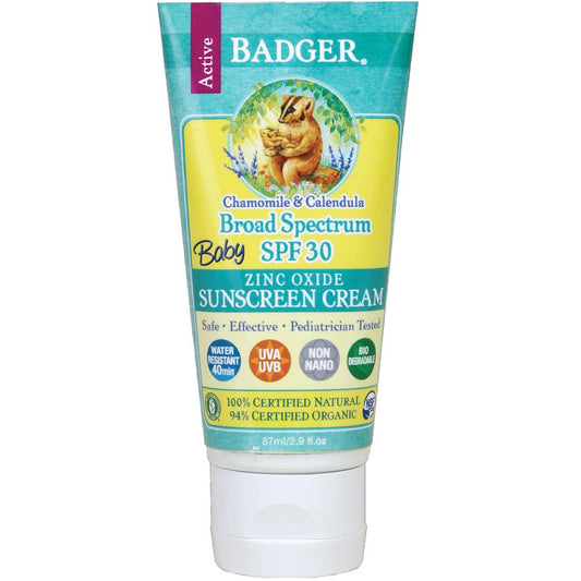 Badger SPF 40 Baby Sunscreen Cream, Chamomile & Calendula, 87ml
