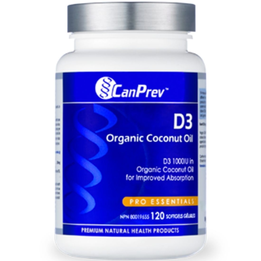 CanPrev Vitamin D3 1000IU + Organic Coconut Oil Softgels