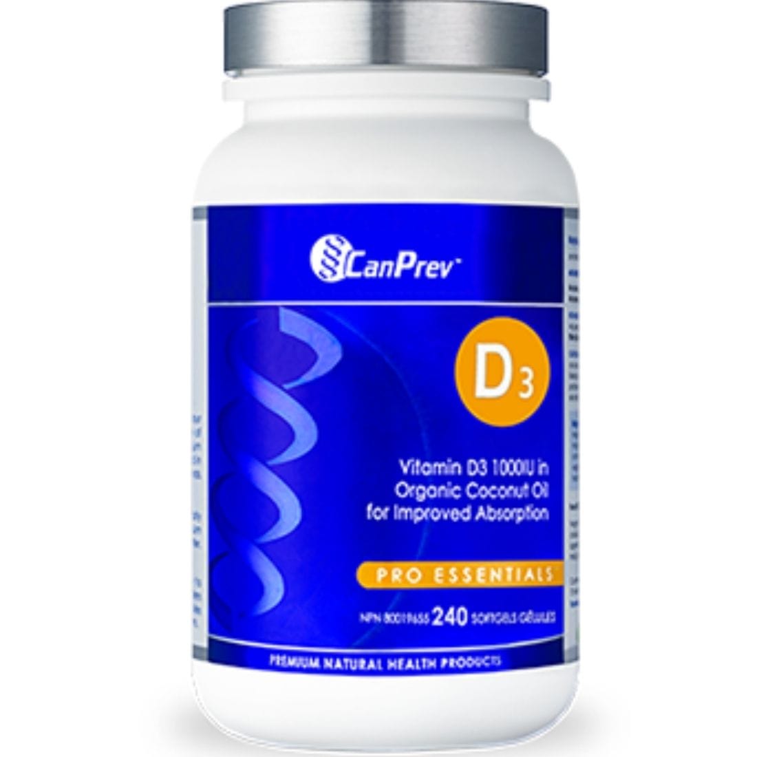 CanPrev Vitamin D3 1000IU + Organic Coconut Oil Softgels