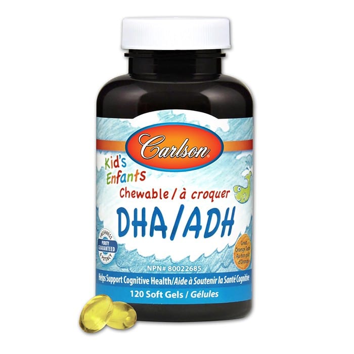 Carlson Chewable DHA for Kids 100mg (TG), 120 Chewable Softgels