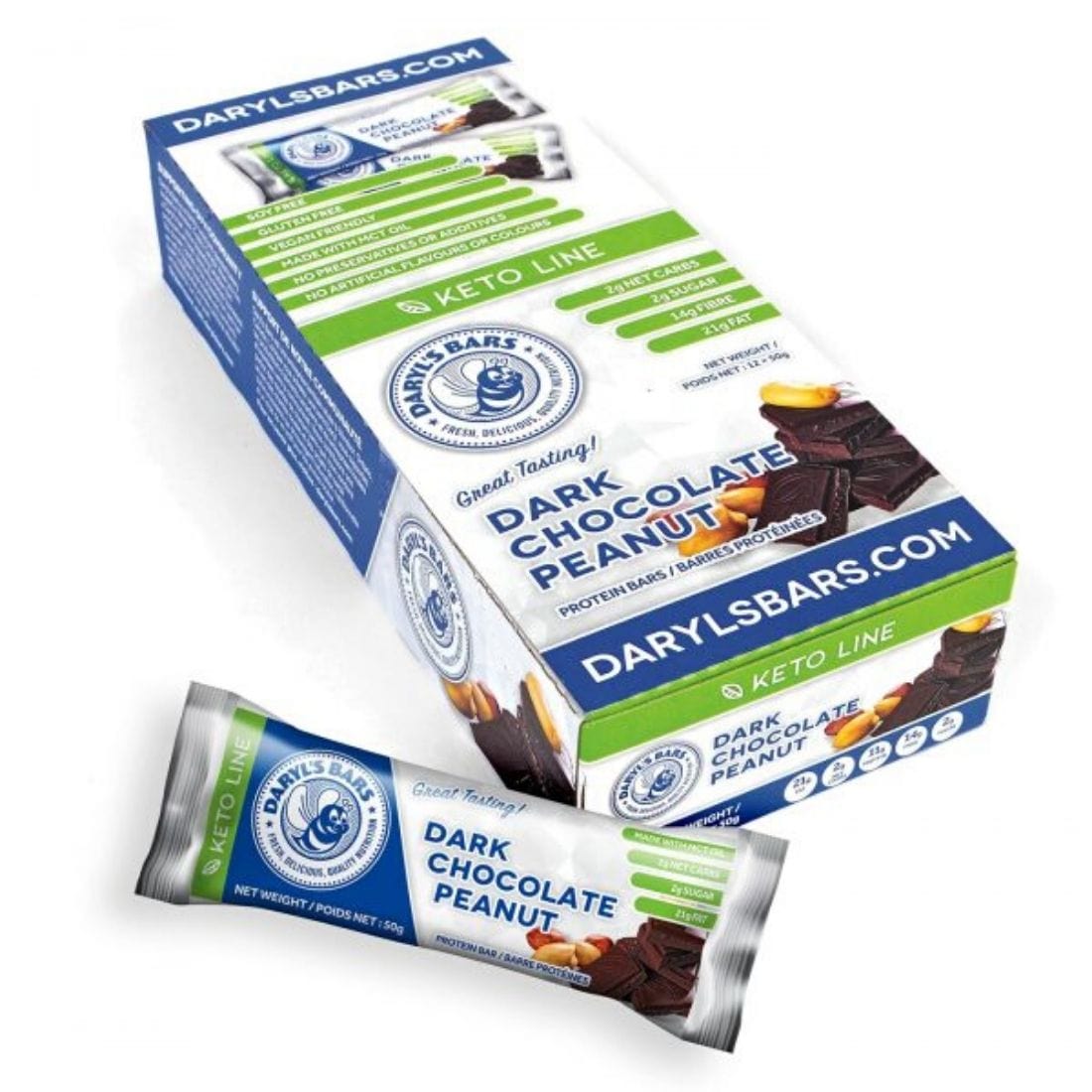 Daryls KETO Protein Bars, All Natural, Gluten Free & Vegan, 1 Box