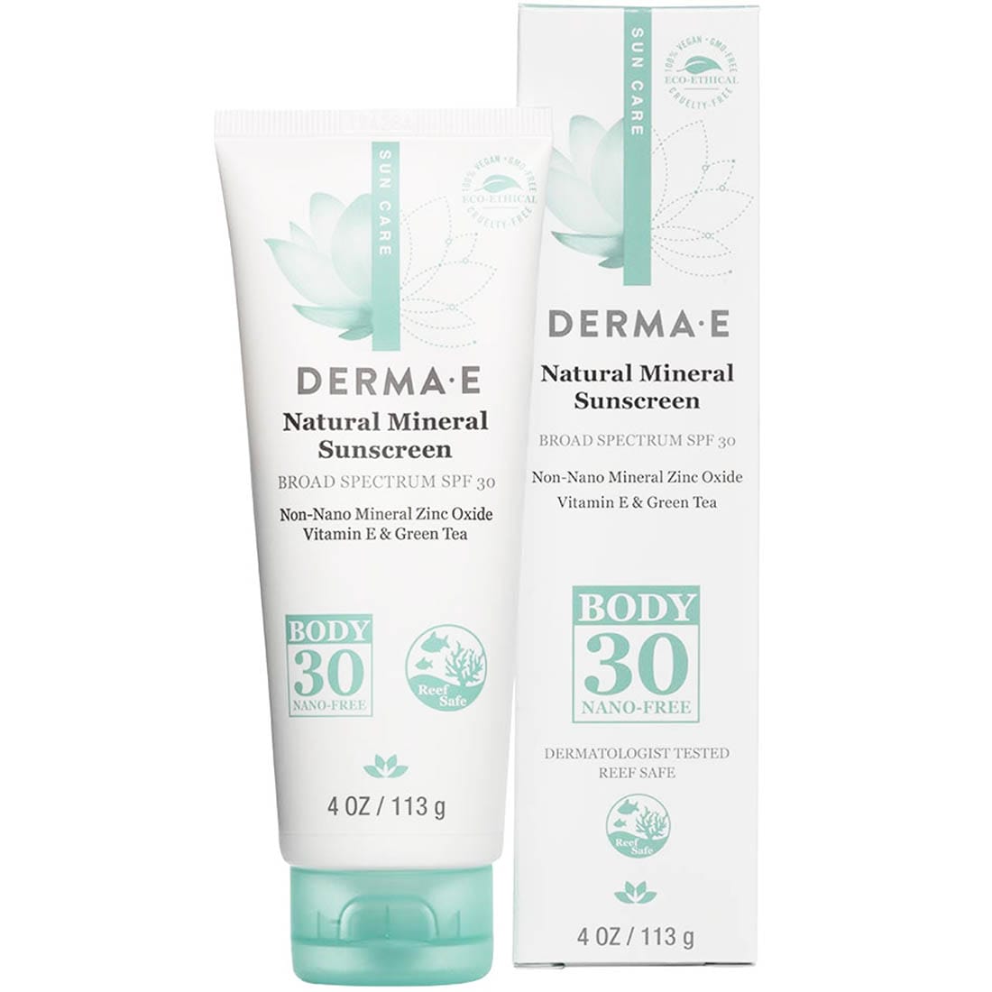 Derma E Natural Mineral Sunscreen SPF 30 Lotion (Non-Nano Zinc), 113g
