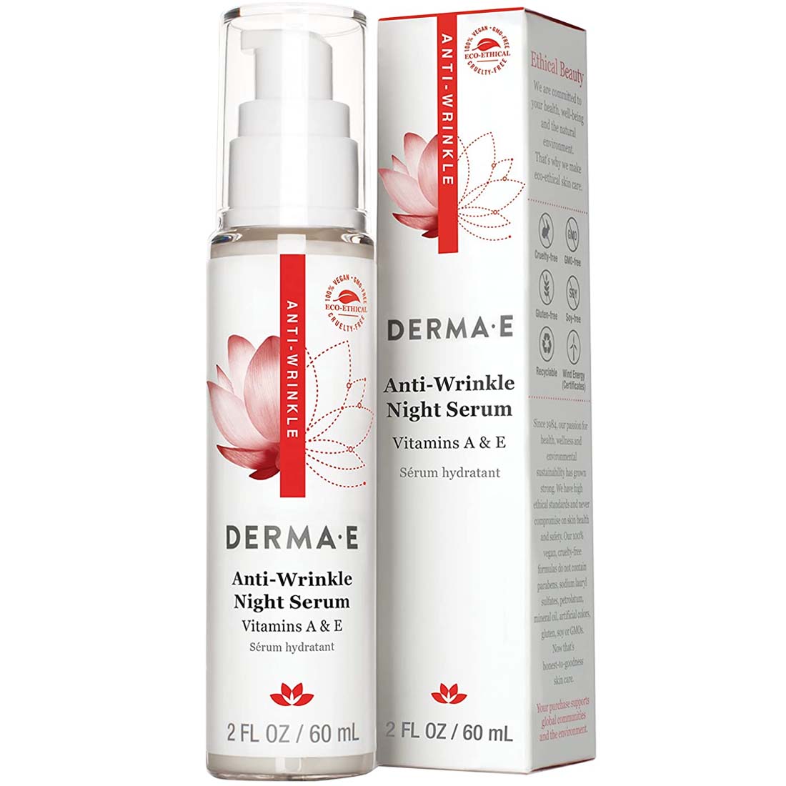 Derma E Anti-Wrinkle Night Serum, Vitamin A and Glycolic Acid, 60ml