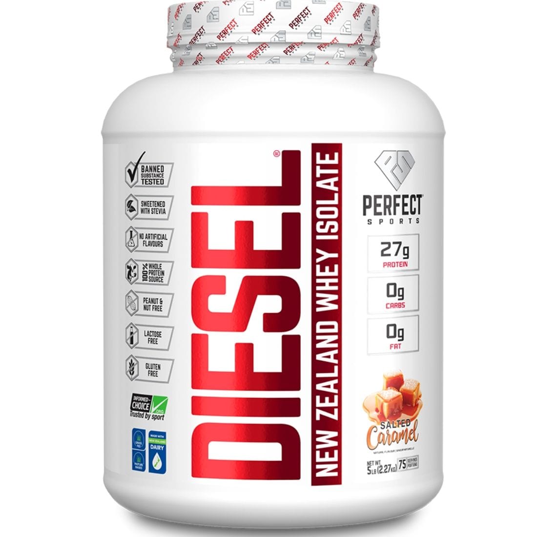 Perfect Sports Diesel New Zealand Whey Isolate Protein Powder, Nearly Lactose-Free, Gluten-Free