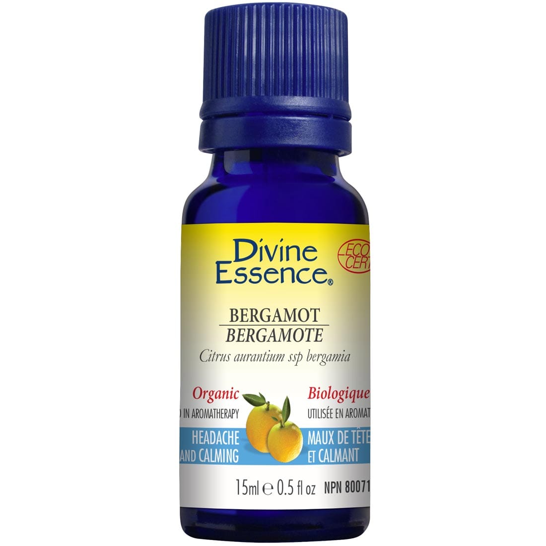 Divine Essence Bergamot Essential Oil (Organic), 15ml