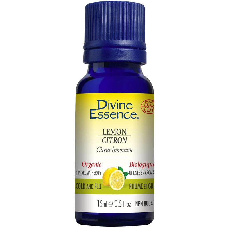 Divine Essence Lemon Essential Oil (Organic), 15-100ml