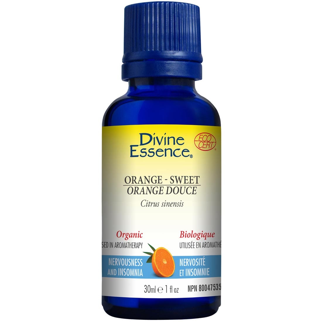Divine Essence Orange - Sweet Essential Oil (Organic), 30ml