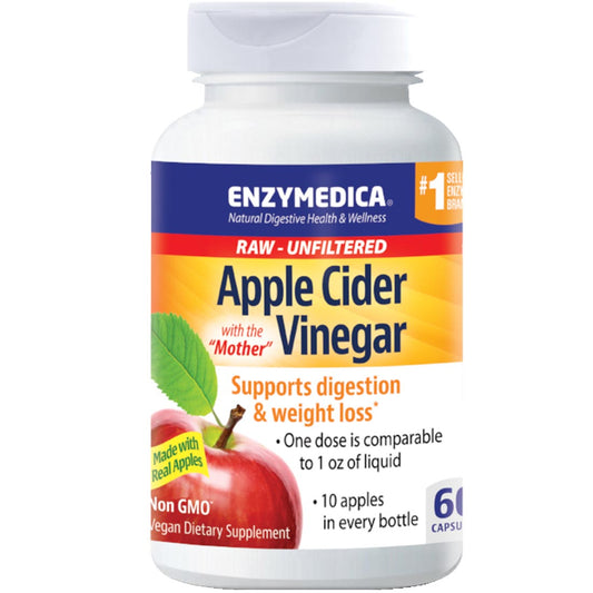 Enzymedica Apple Cider Vinegar, Raw, With Mother, 60 capsules