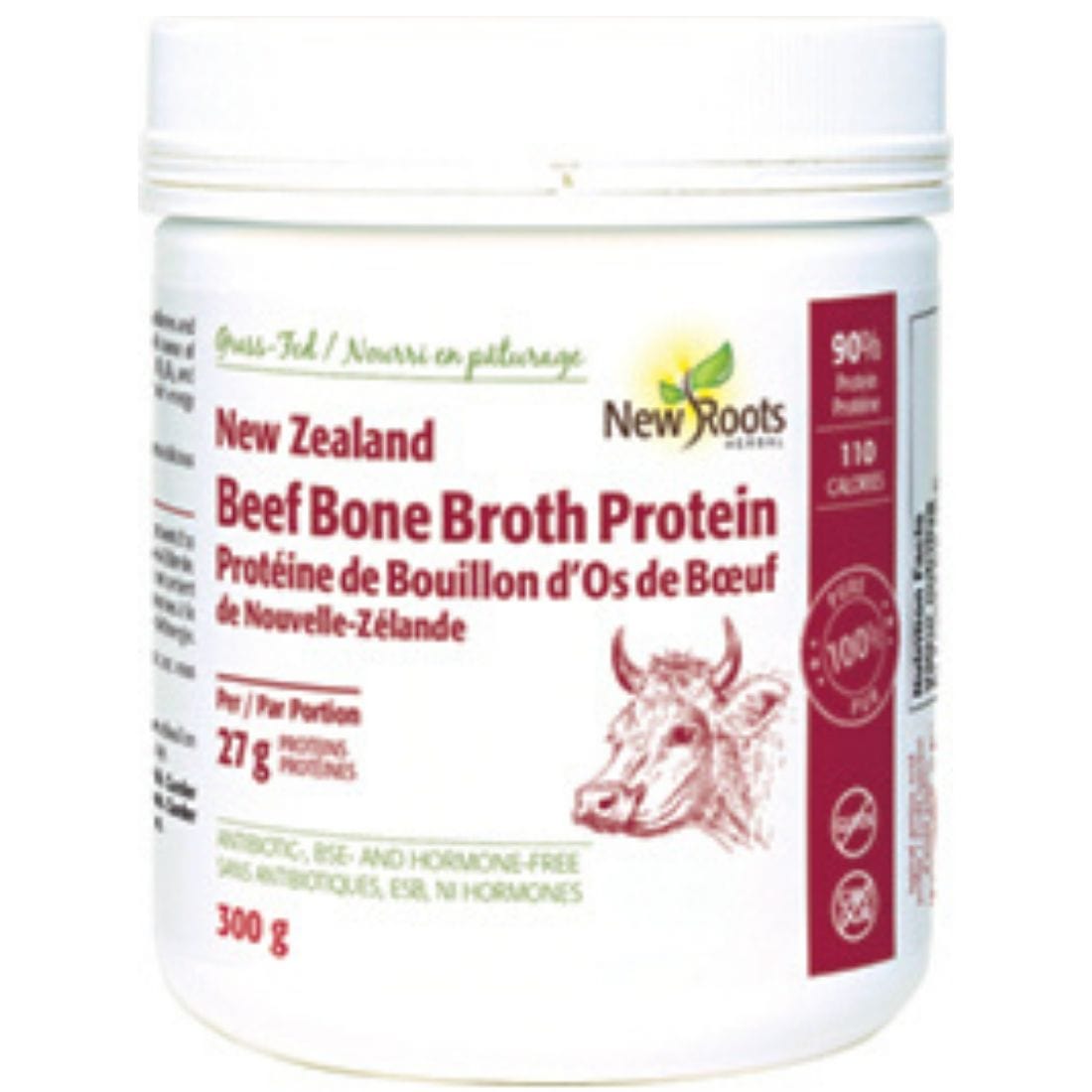 New Roots New Zealand Grass Fed Beef Bone Broth Protein (Antibiotic and Hormone Free), 300g