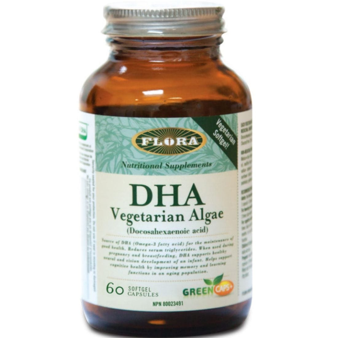 Flora Vegan DHA Algae, 60 Capsules