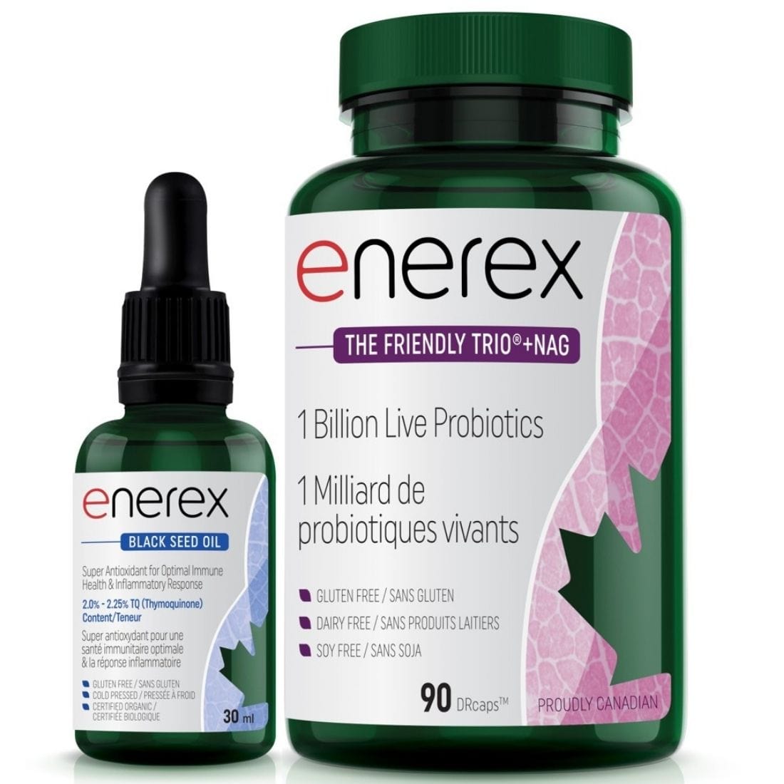 Enerex The Friendly Trio + NAG, 90 Capsules PLUS FREE Black Seed Oil 30ml (BUNDLE)