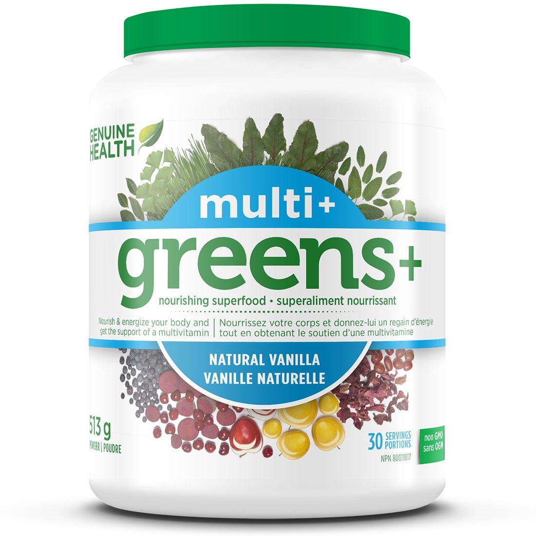 Genuine Health Greens+ Multi+, Greens Powder plus Complete Multivitamin, 30 Servings