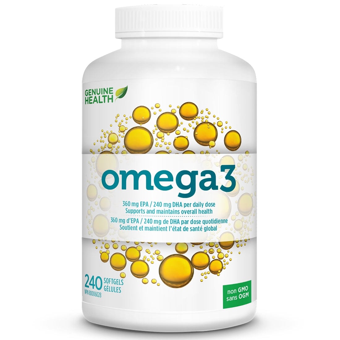 Genuine Health Omega3 Fish Oil Softgels, Purity Tested, Wild Caught, No Fishy Aftertaste or Odour