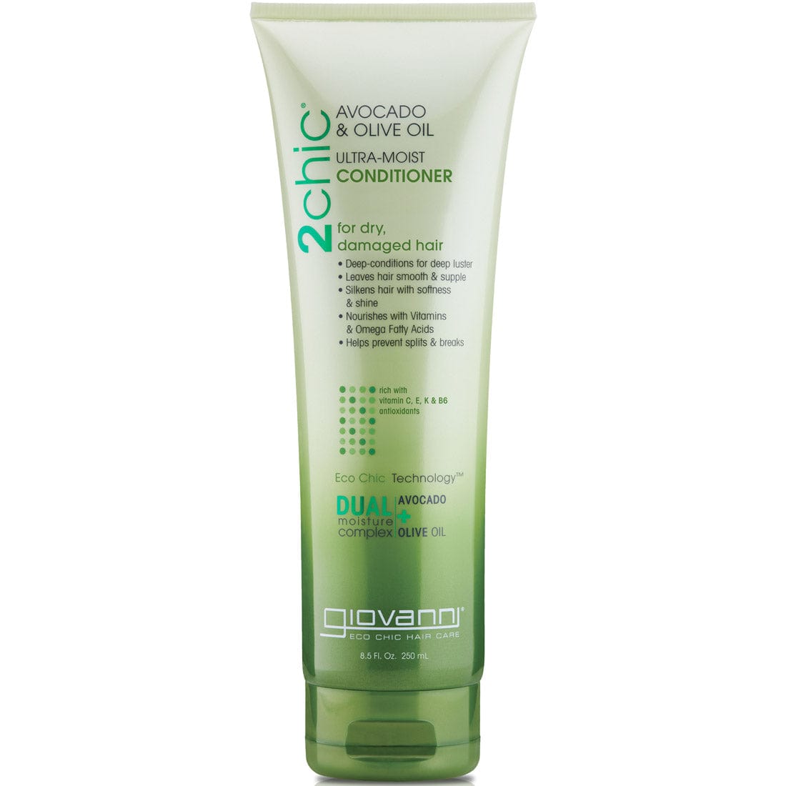 Giovanni Eco Chic Avocado & Olive Oil Ultra-Moist Conditioner, For Dry Damaged Hair, 250ml